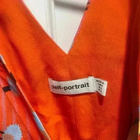 Self-Portrait sleeveless red botanical printed dress size 4 - Picture 4 of 6